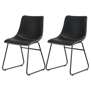 Artiss 2x Retro PU Leather Dining Chairs Black
