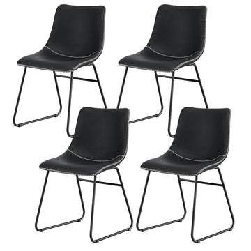 Artiss 4x Retro PU Leather Dining Chairs Black