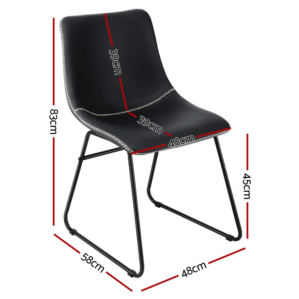 Artiss 4x Retro PU Leather Dining Chairs Black