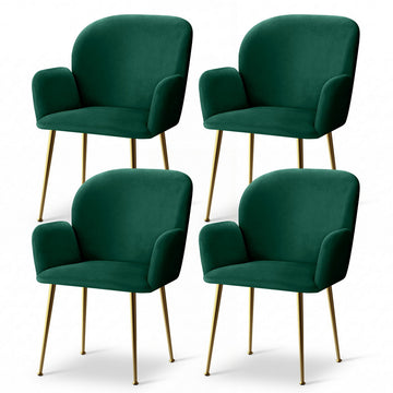 Artiss 4x Velvet Armchair Dining Chairs – Green