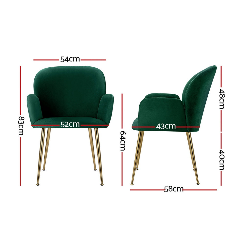 Artiss 4x Velvet Armchair Dining Chairs – Green