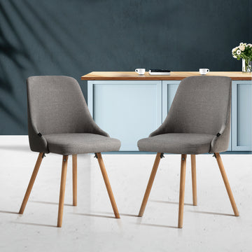 Artiss 2-Piece Grey Fabric Kalmar Dining Chairs