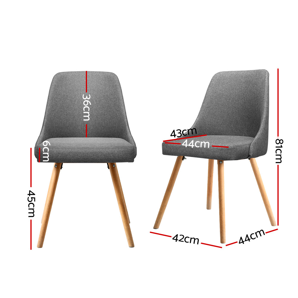 Artiss 2-Piece Grey Fabric Kalmar Dining Chairs