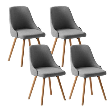 Artiss 4x Fabric Wooden Dining Chairs – Grey