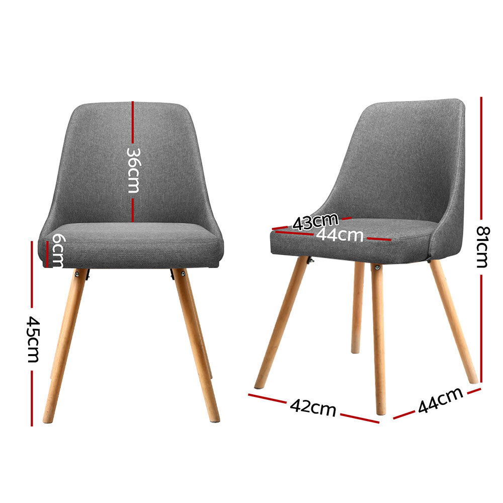 Artiss 4x Fabric Wooden Dining Chairs – Grey