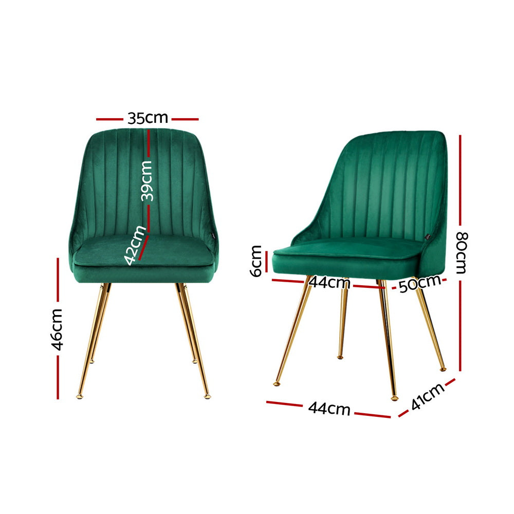 Artiss 4x Velvet Dining Chairs – Green Channel Tufted