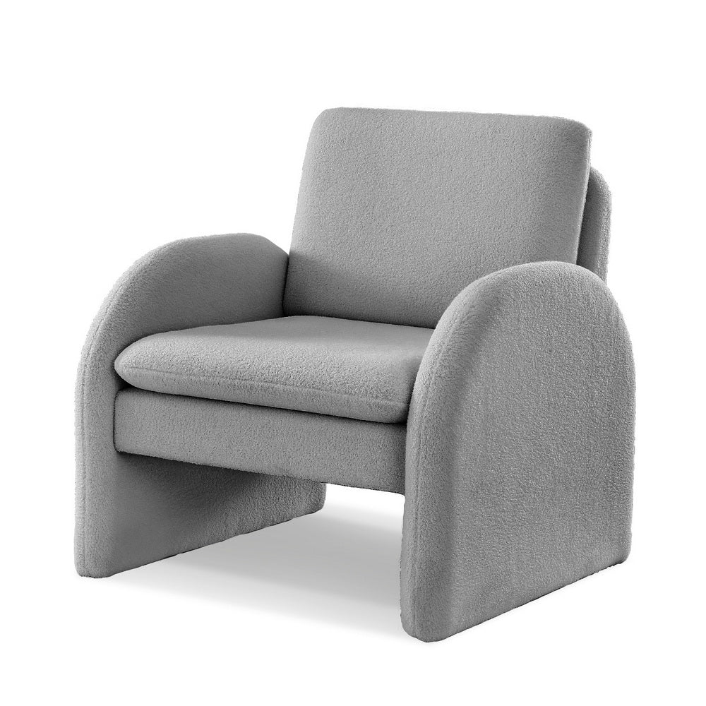 Artiss Grey Boucle Curved Accent Armchair