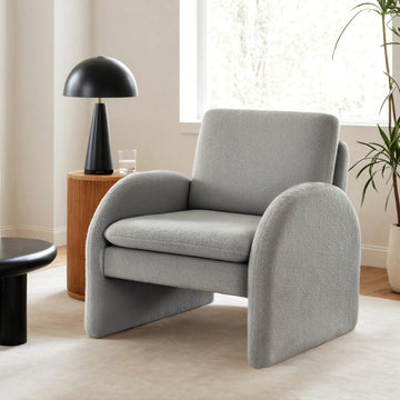 Artiss Grey Boucle Curved Accent Armchair