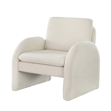 Artiss White Boucle Curved Accent Armchair
