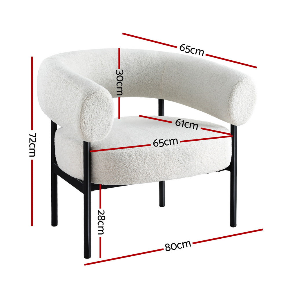 Artiss White Boucle Curved Accent Armchair