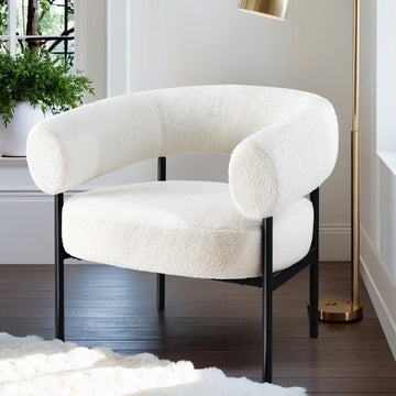 Artiss White Boucle Curved Accent Armchair