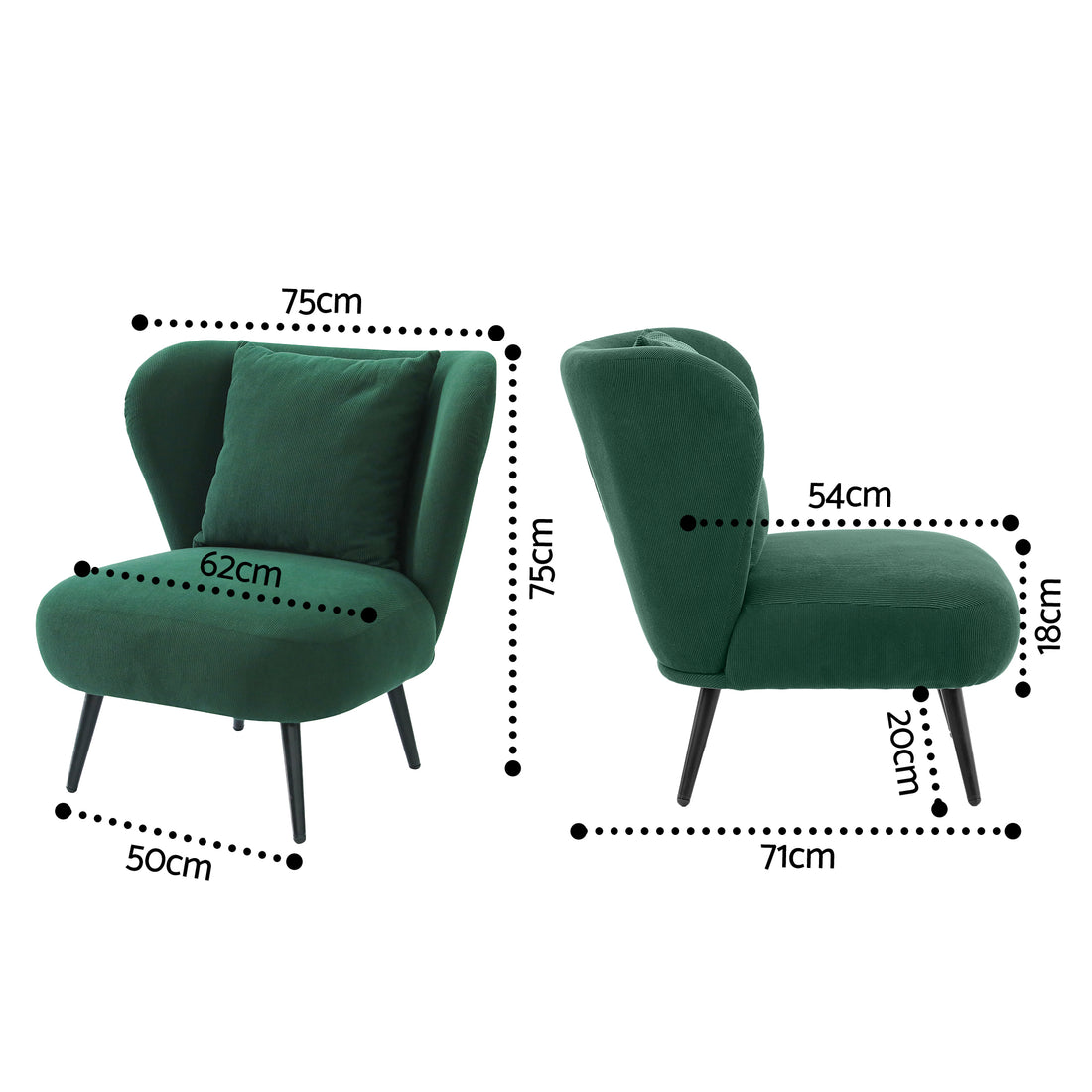 Artiss Green Corduroy Velvet Accent Armchair
