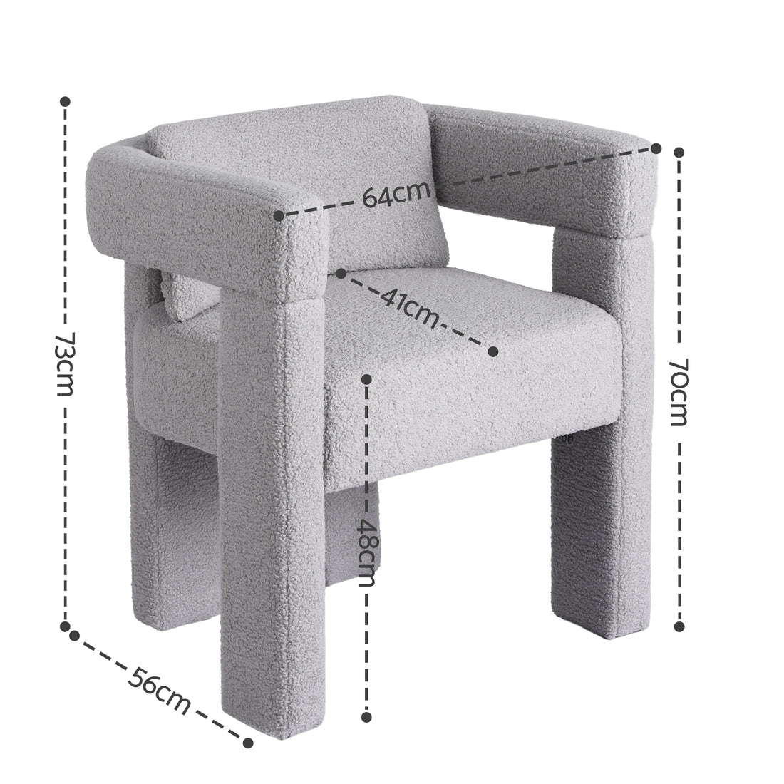 Artiss Grey Boucle Accent Armchair Lounge Chair