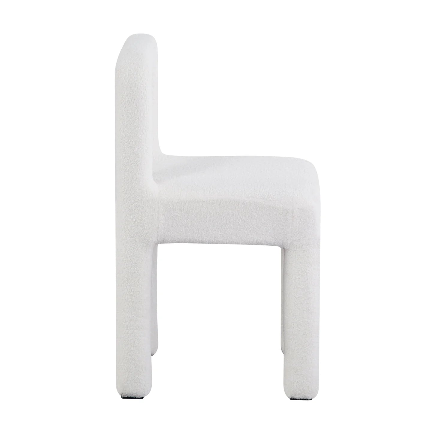 Upholstered boucle dining chair cream white