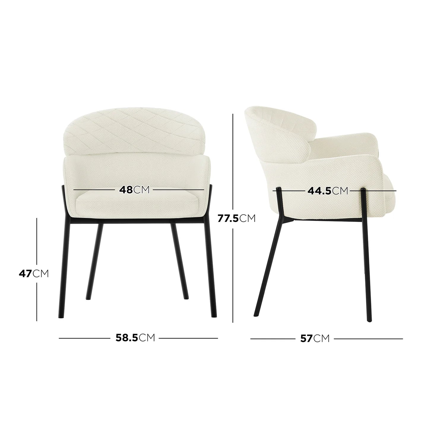 Upholstered dining chairs off white setup