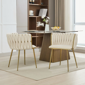 Set of 2 Velvet Dining Chairs Beige