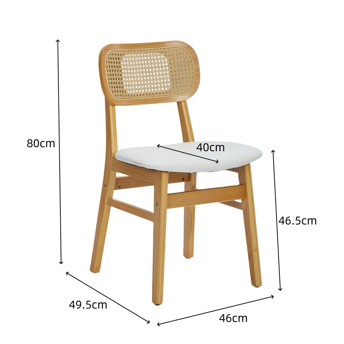 Rattan Back Dining Chairs Set of 2 White
