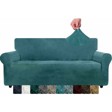 Peacock Blue Velvet 3-Seater Sofa Cover