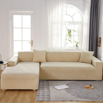 Beige Jacquard 1-Seater Sofa Cover