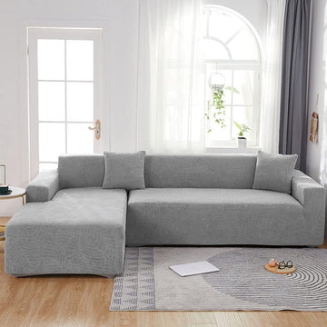 Light Grey Jacquard 4-Seater Sofa Cover