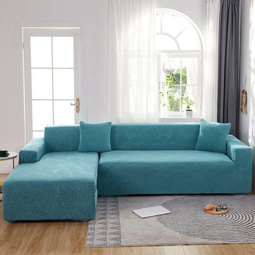 Bright Blue Jacquard 2-Seater Sofa Cover