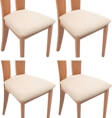 4-Pack Beige Spandex Dining Chair Covers – Universal Fit