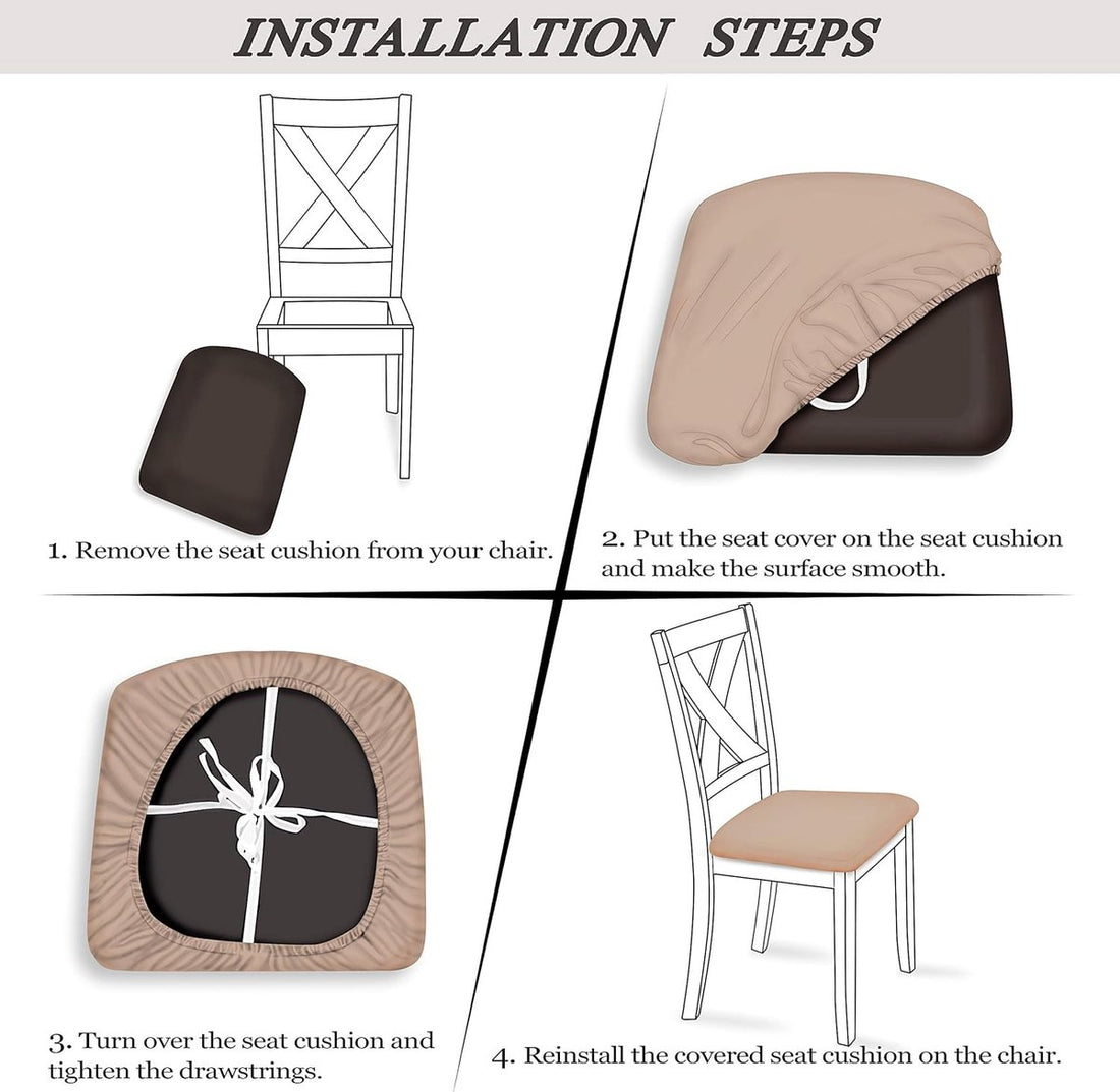4-Pack Beige Spandex Dining Chair Covers – Universal Fit