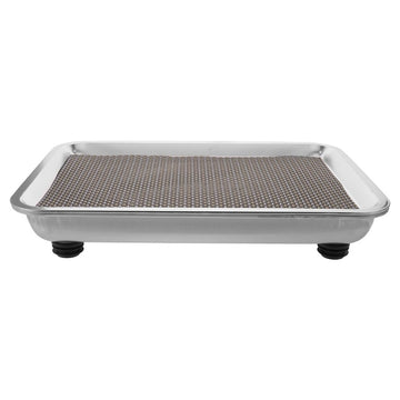 Anti-Spill Cat Water Fountain Base, Plated Silver, Microridged, Splash Guard, Non-Slip