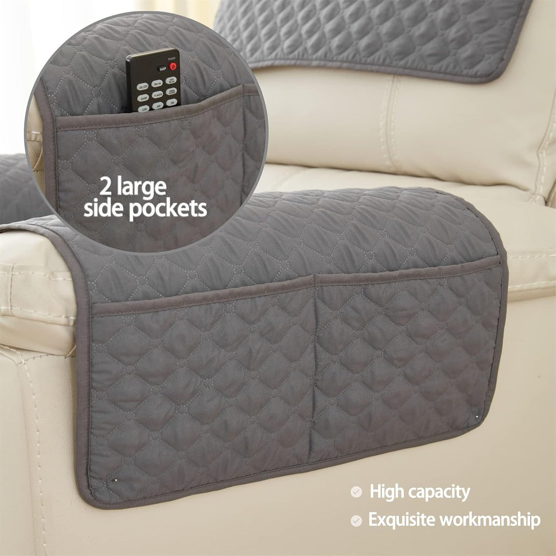 Armrest Chair Covers 3-Piece Set Dark Gray