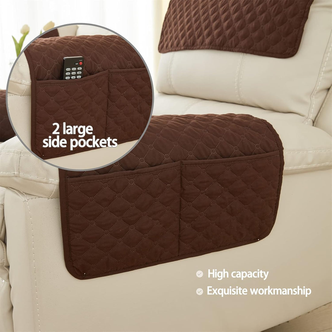 Armrest Chair Covers 3-Piece Set Dark Brown