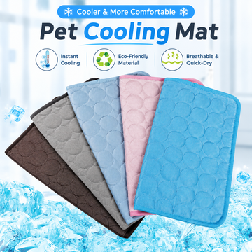 Pet Cooling Mat with Circular Quilted Pattern, Breathable Mesh Fabric and Soothing Gel Layer for Summer Lounging on Sofas, Floors, Crates, Beds, Car Seats and Outdoor Areas (Blue, 2XL)