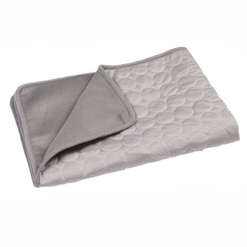 Pet Cooling Mat with Circular Quilted Pattern, Breathable Mesh Fabric and Soothing Gel Layer for Summer Lounging on Sofas, Floors, Crates, Beds, Car Seats and Outdoor Areas (Grey, XL)