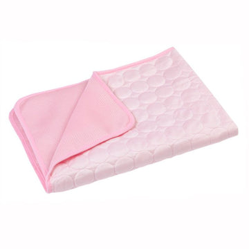 Pet Cooling Mat with Circular Quilted Pattern, Breathable Mesh Fabric and Soothing Gel Layer for Summer Lounging on Sofas, Floors, Crates, Beds, Car Seats and Outdoor Areas (Pink, XL)