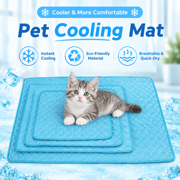 Cooling Pet Mat for Dogs and Cats, Summer Heat Relief Bed Pad with Breathable Mesh and Soothing Gel Layer, Ideal for Sofa Floor Crate Car Seat and Outdoor Use (Blue, S)