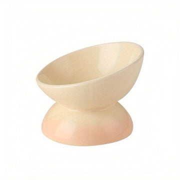 10cm Elevated Cat Food Bowl, Ceramic Raised and Tilted Water Bowl,Anti Vomiting and Protect Pets Spines Dishes for Fat Faced Cat, Indoor Cats,Kitten,Small Dog