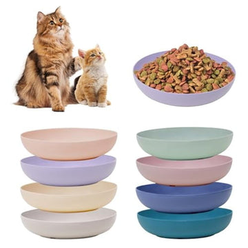 [8 Pack] Cat Dishes Whisker Friendly,Shallow Wide Pet Food and Water Bowl,Durable Wheat Straw Cat Bowls for Indoor Outdoor Cats