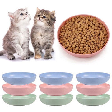 9 Pcs Friendly Fatigue Cat Bowl,Shallow Cat Food Dish Wide Cat Wet Feeding Bowls,Pet Plates for Kittens and Short Legged Cat（Blue,Pink,Green）