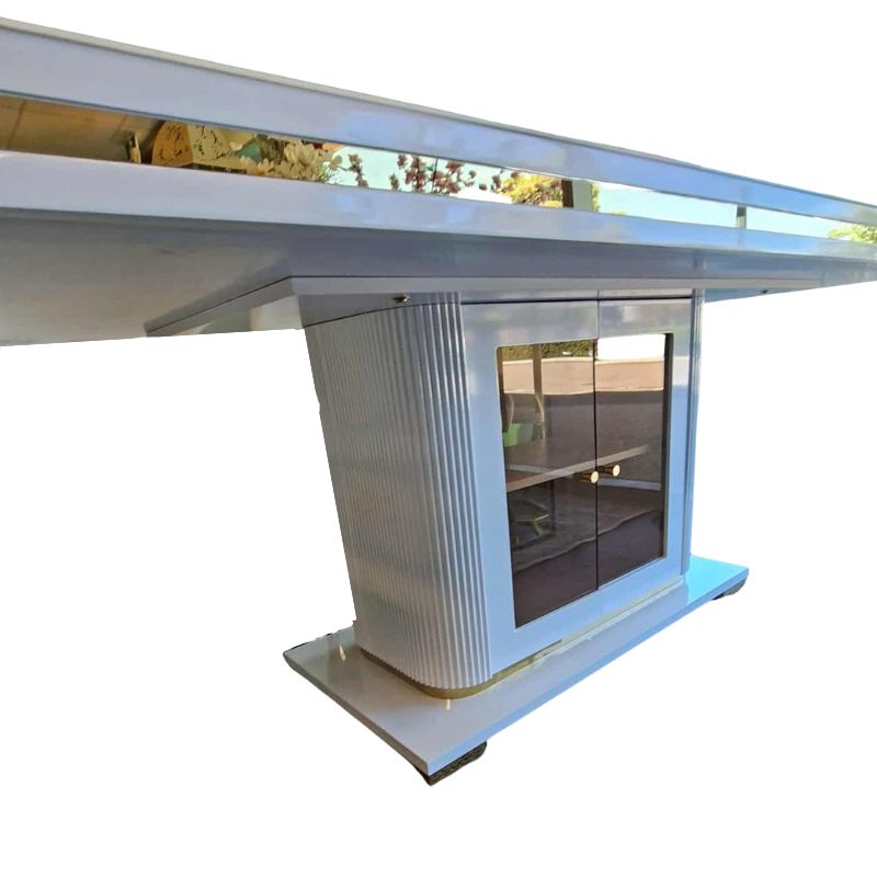 Asta Luxury Glass Top Dining Table White Gold