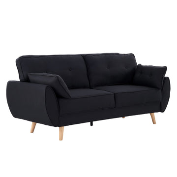 Sarantino 3-Seater Linen Sofa Bed Black