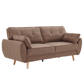 Sarantino 3-Seater Linen Sofa Bed Brown