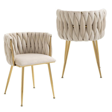 SERENITà 2x Ivory Velvet Handwoven Dining Chairs