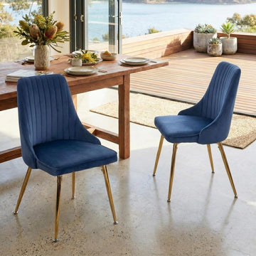 Viva Forever 2x Blue Velvet Dining Chairs
