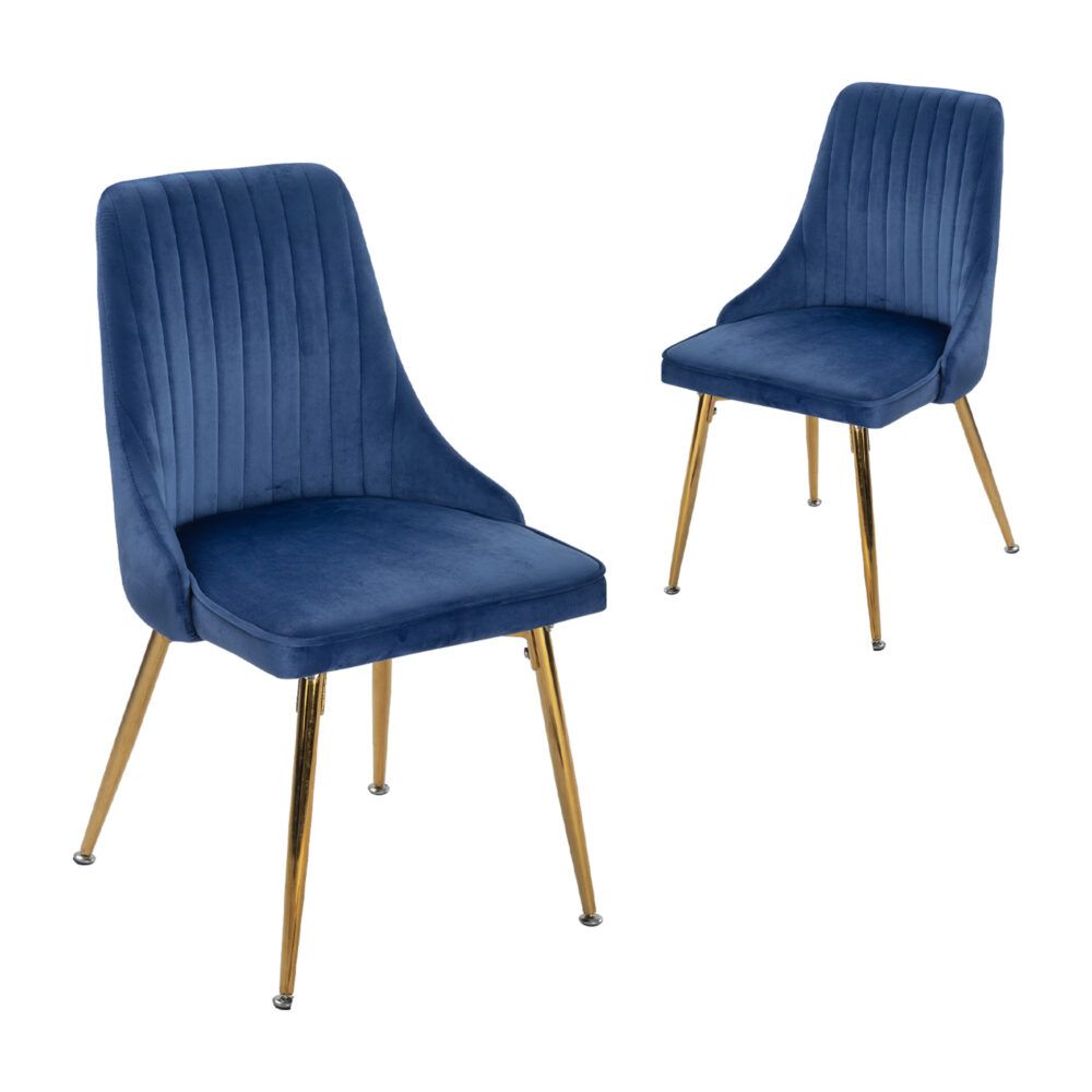 Viva Forever 2x Blue Velvet Dining Chairs