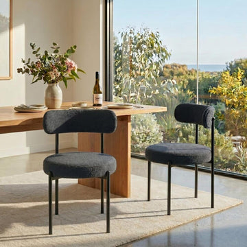 Charcoal 2x Elsa Boucle Dining Chairs
