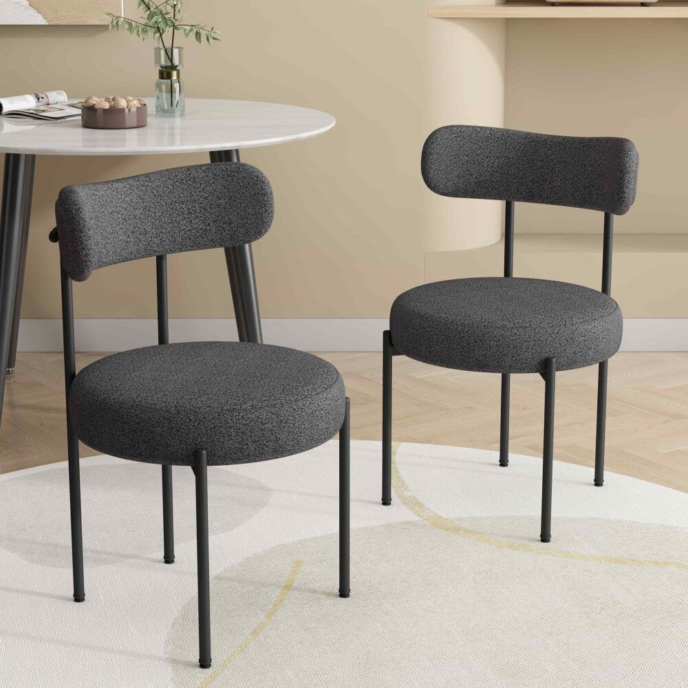 Charcoal 2x Elsa Boucle Dining Chairs