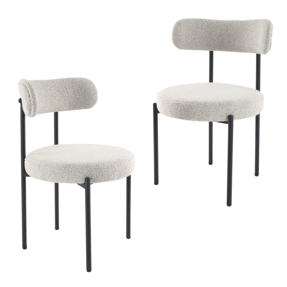 Luxe 2x Elsa White Quartz Boucle Dining Chairs