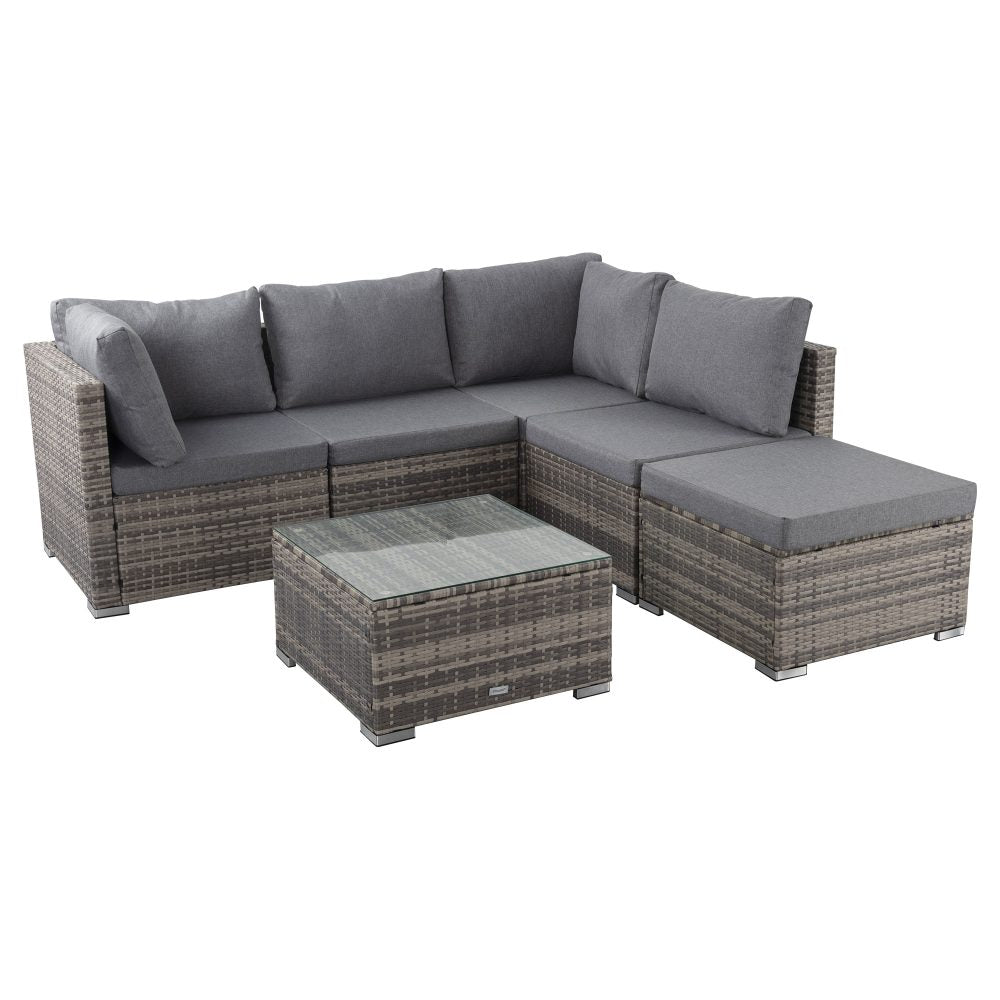 Ottoman-Style Outdoor Lounge Set in Grey – Modular Furniture