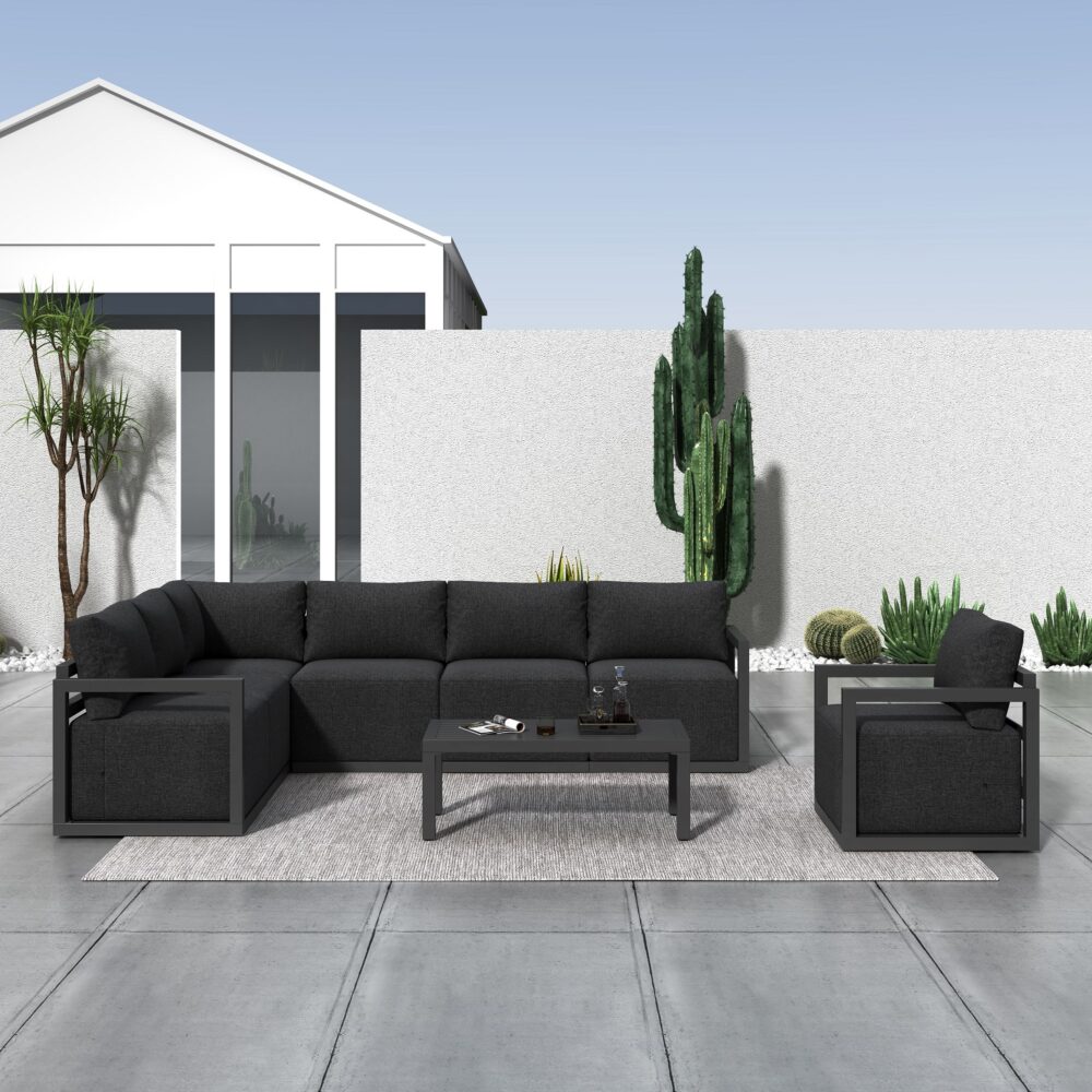 Alfresco 7-Seat Garden Lounge Set – White Aluminum