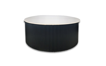 Ripple Coffee Table – White Marble, Black Frame, Modern Design