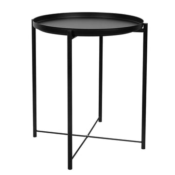 Small Round Coffee Table – Removable Tray, Matte Black